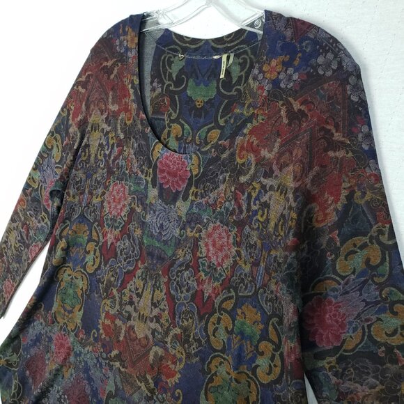 Soft Surroundings Poppy Field Tunic Top Sweater Paisley Floral Fairy size L Boho - Picture 3 of 12